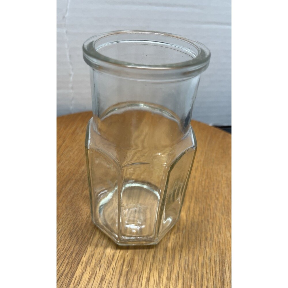 Vintage Wheaton 5.25" Clear Glass Jar Bottle Apothecary Octagon Storage Candy